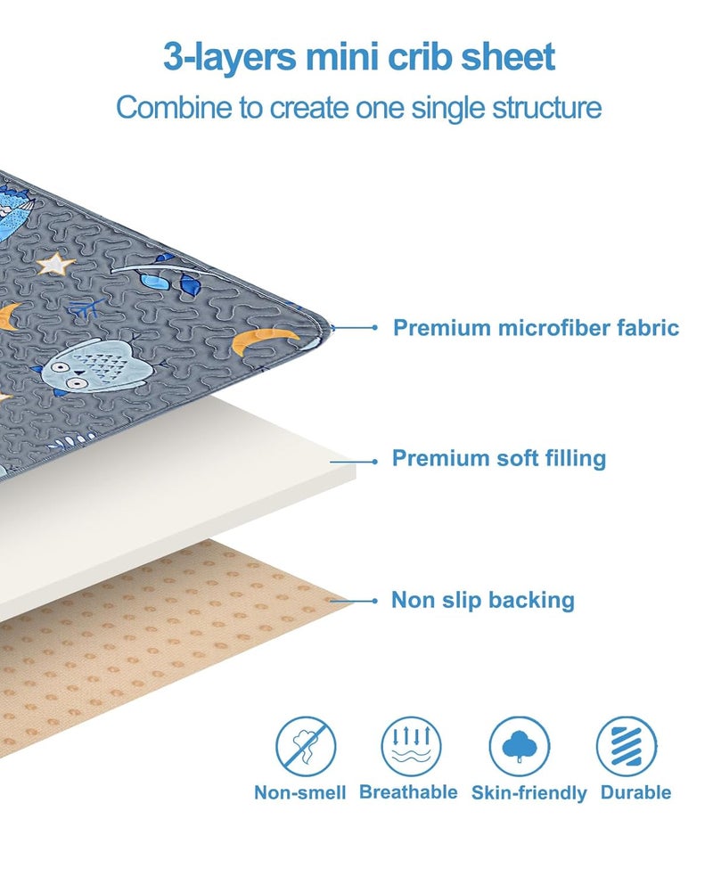 MatLeya Quilted Pack n Play Sheet Fitted, Breathable Thick Pad for Pack and Play Mattress, Pack and Play Mattress Sheet fits Graco, Portable Mini Cribs, Play Yards, Padded Playpen Protector Cover - Image 3